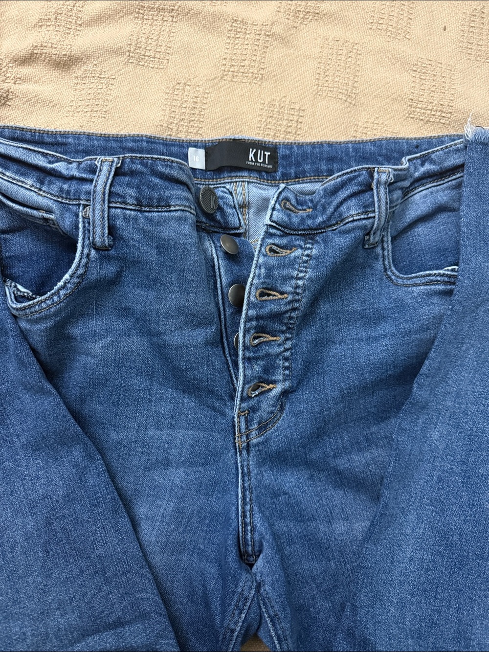 Kut from the Kloth High Rise Button-Fly Blue Straight Jeans